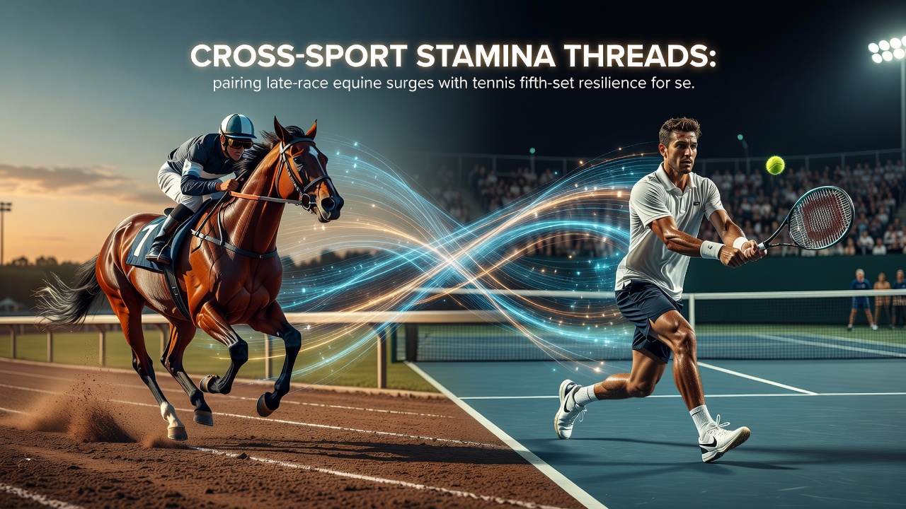 Multi-leg betting sequence diagram linking horse racing and tennis stamina traits