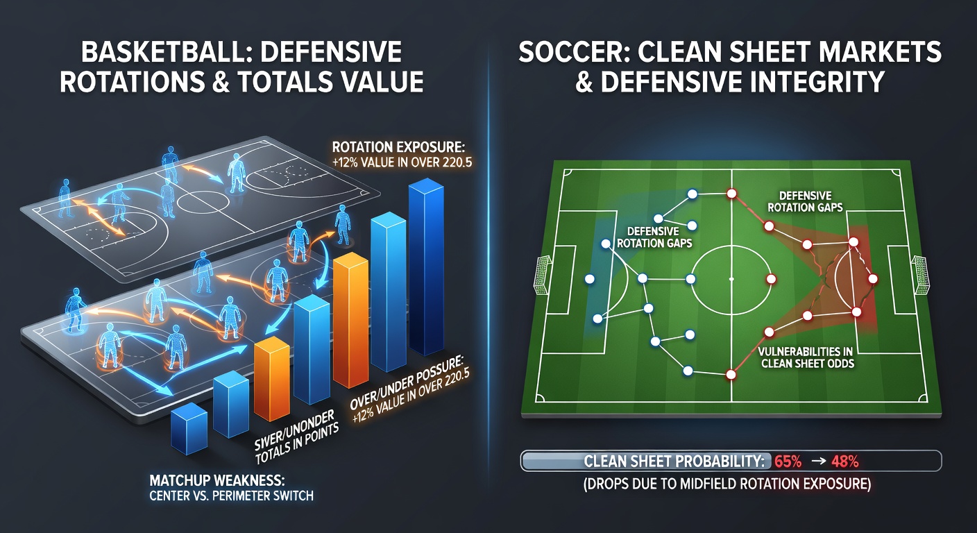 Soccer pitch diagram illustrating defensive rotation for clean sheet protection