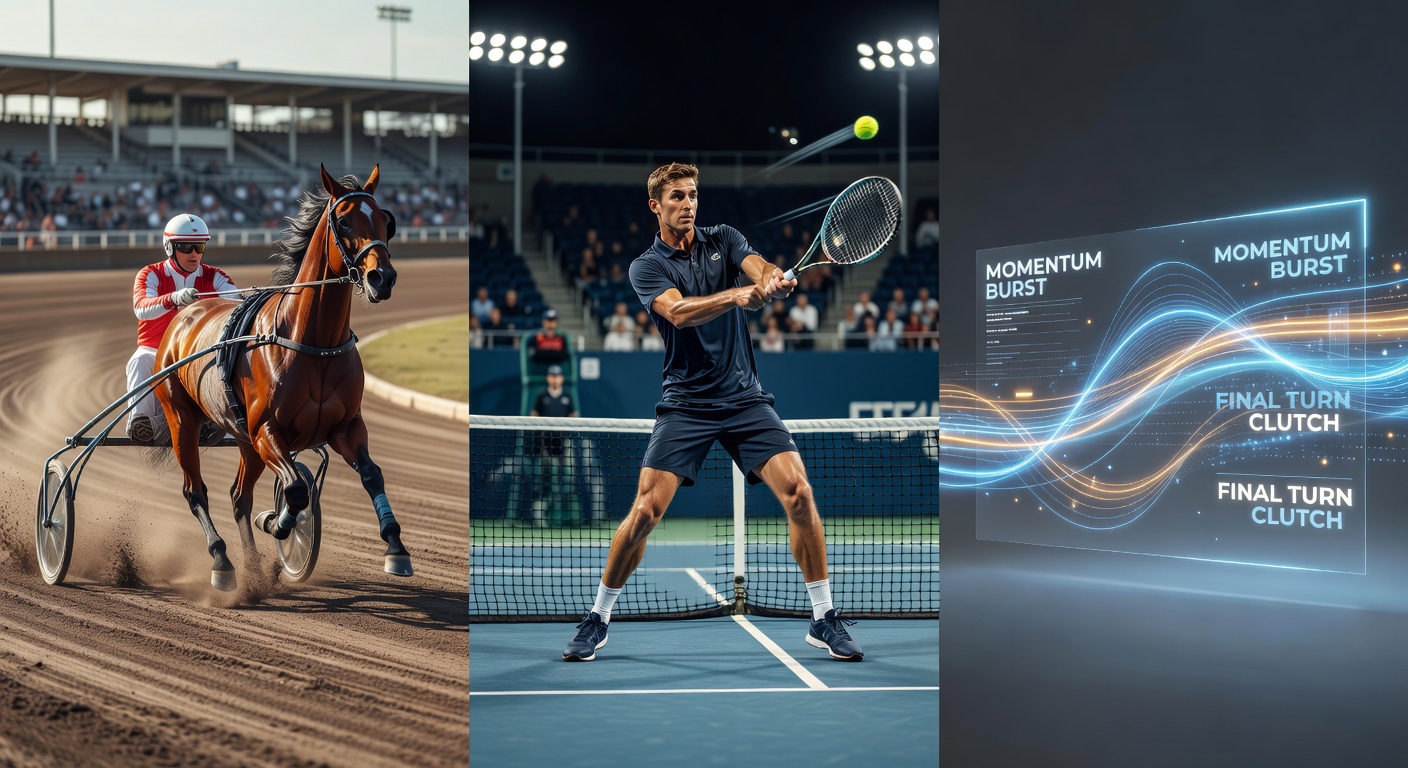 Tennis player mid-tiebreak smash, net taut, opponent scrambling, stadium lights highlighting sweat and intensity